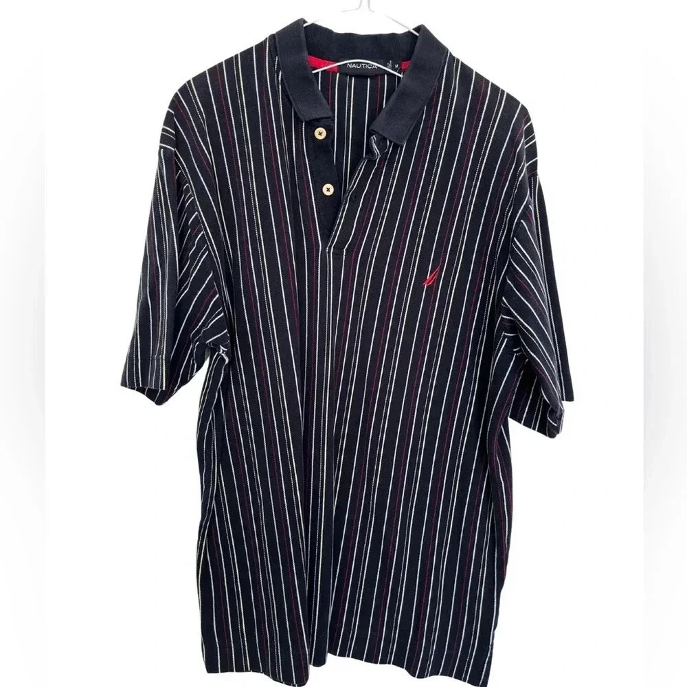 Nautica Black Striped Polo Shirt